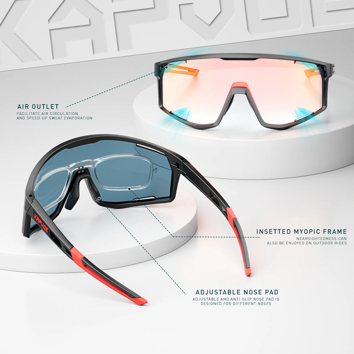 KAPVOE Pánské a dámské brýle na silniční kolo UV400, brýle pro horské sporty, outdoorové fotochromatické cyklistické sluneční brýle, brýle na kolo