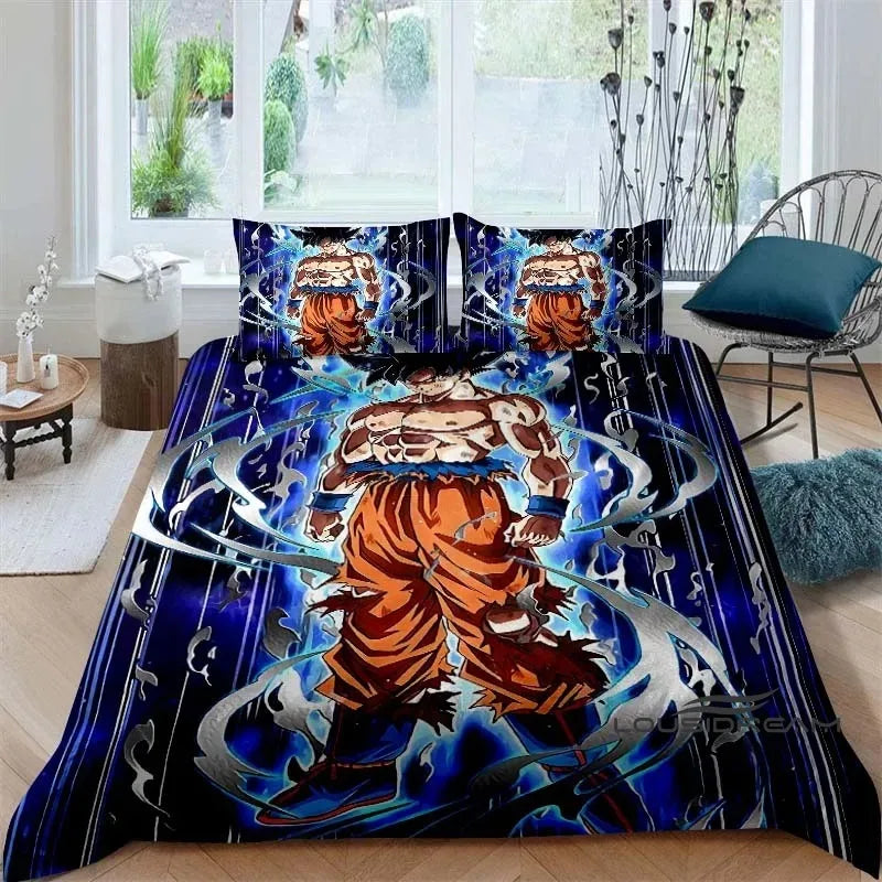 Cartoon/Anime Son Goku Dragon Ball bedrukte beddengoedset: deze zachte en comfortabele set bevat een dekbedovertrek en kussensloop