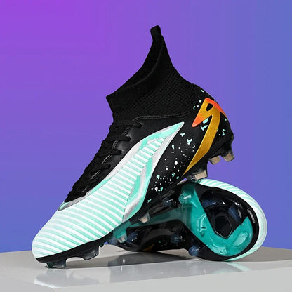 Chaussures de football pour hommes, chaussures de sport, chaussures de futsal à tige haute, chaussures de football de haute qualité pour l'intérieur, antidérapantes, pour l'entraînement en extérieur, crampons ultra-lég