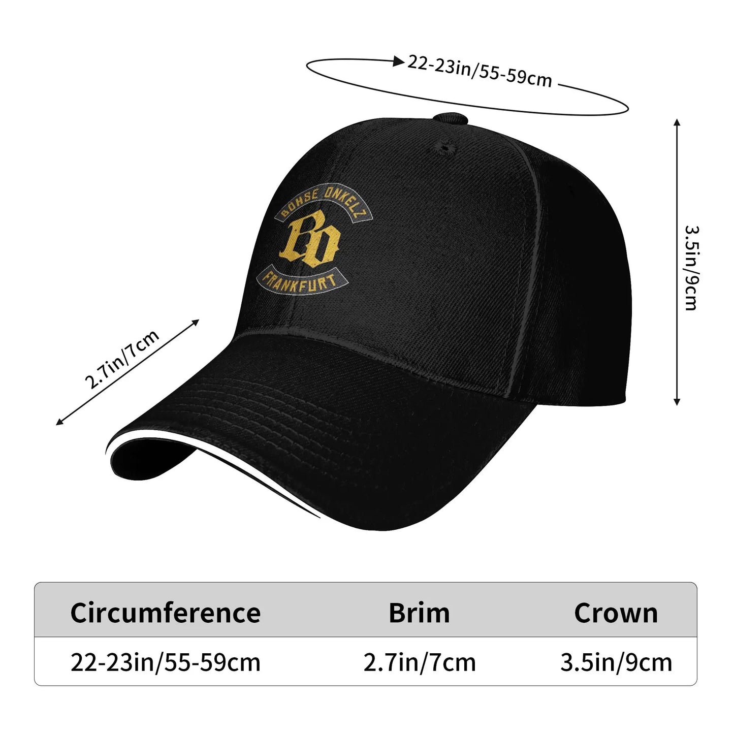 Golden BO Bohse onkelz Germany Band Hiking Baseball Caps Male  Unisex Peaked Cap Female Pool Party Coquette Hat