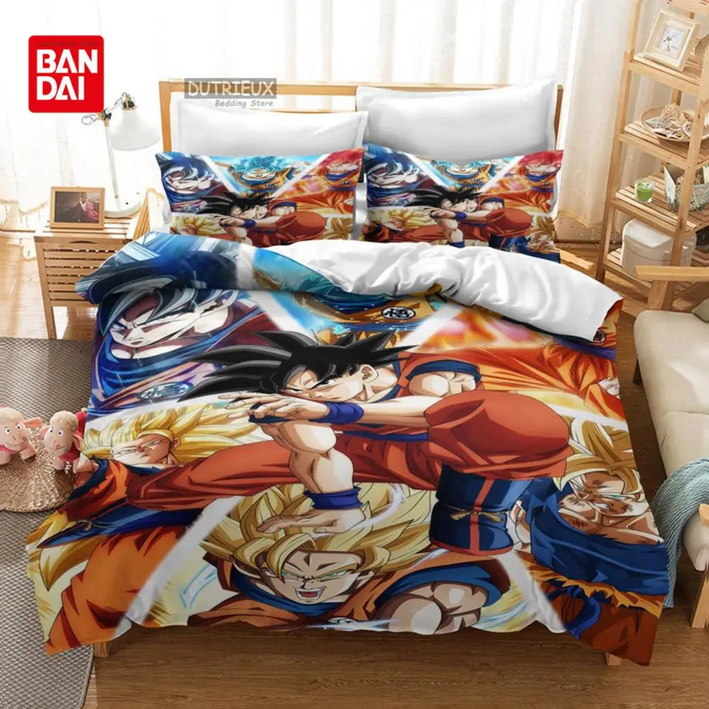 „Bandai Anime“ „Dragon Ball“ patalynės komplektas „Goku“ antklodės užvalkalas, antklodės užvalkalas, „Queen“ ir „King“ dydžių, miegamojo tekstilė, vaikams, berniukams, suaugusiems, dovana
