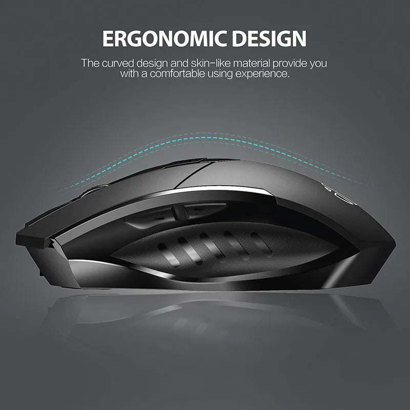INPHIC PM6BS, 3 Modes Bluetooth 5.0&4.0 Wireless 2.4G Rechargeable Wireless Mouse with 6 Buttons, Ergonomic for Laptop, Mac, PC