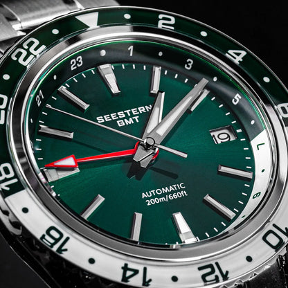 SEESTERN Men of Watch Office GMT Automatic NH34 Movement Sapphire Glass Bezel 20bar Waterproof Diver Mechanical Wristwatch S456