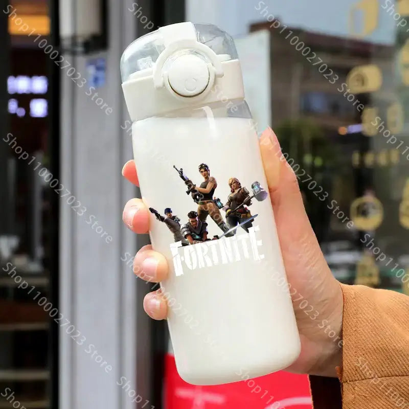 400ML Fortnites 18CM Straw Cup for Adult Boys Girls Cute Water Cup Cartoon Students Drop-Resistant Water Bottle Portable Gifts