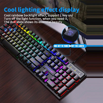 104Keys Wired Keyboard RGB Colorful Gaming Keyboard USB Wired Keyboard Standard Keyboard for PC Laptop Android Windows Mac OS