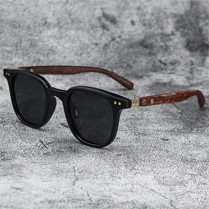 KLASSNUM Men Vintage Wooden Frame Sunglasses Classic Brand Sun Glasses Coating Lens Men Polarized UV Protection Driving Eyewear
