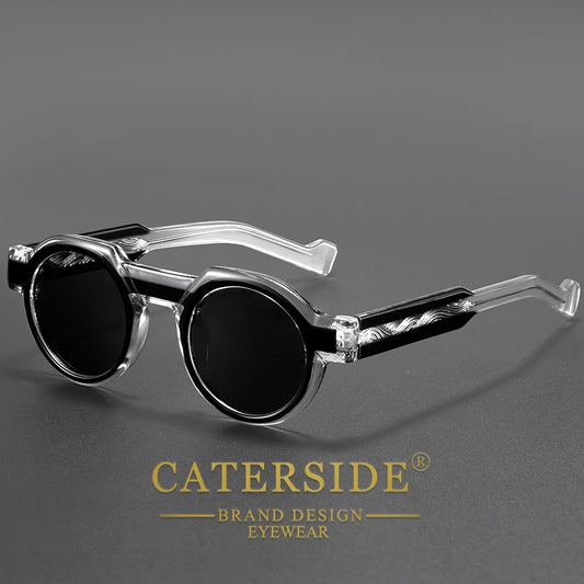 CATERSIDE Vintage Men Round Sunglasses Pc Frame Core Insert Leg Thick Frame Material UV400 Protection Fashion Unisex Sun Glasses