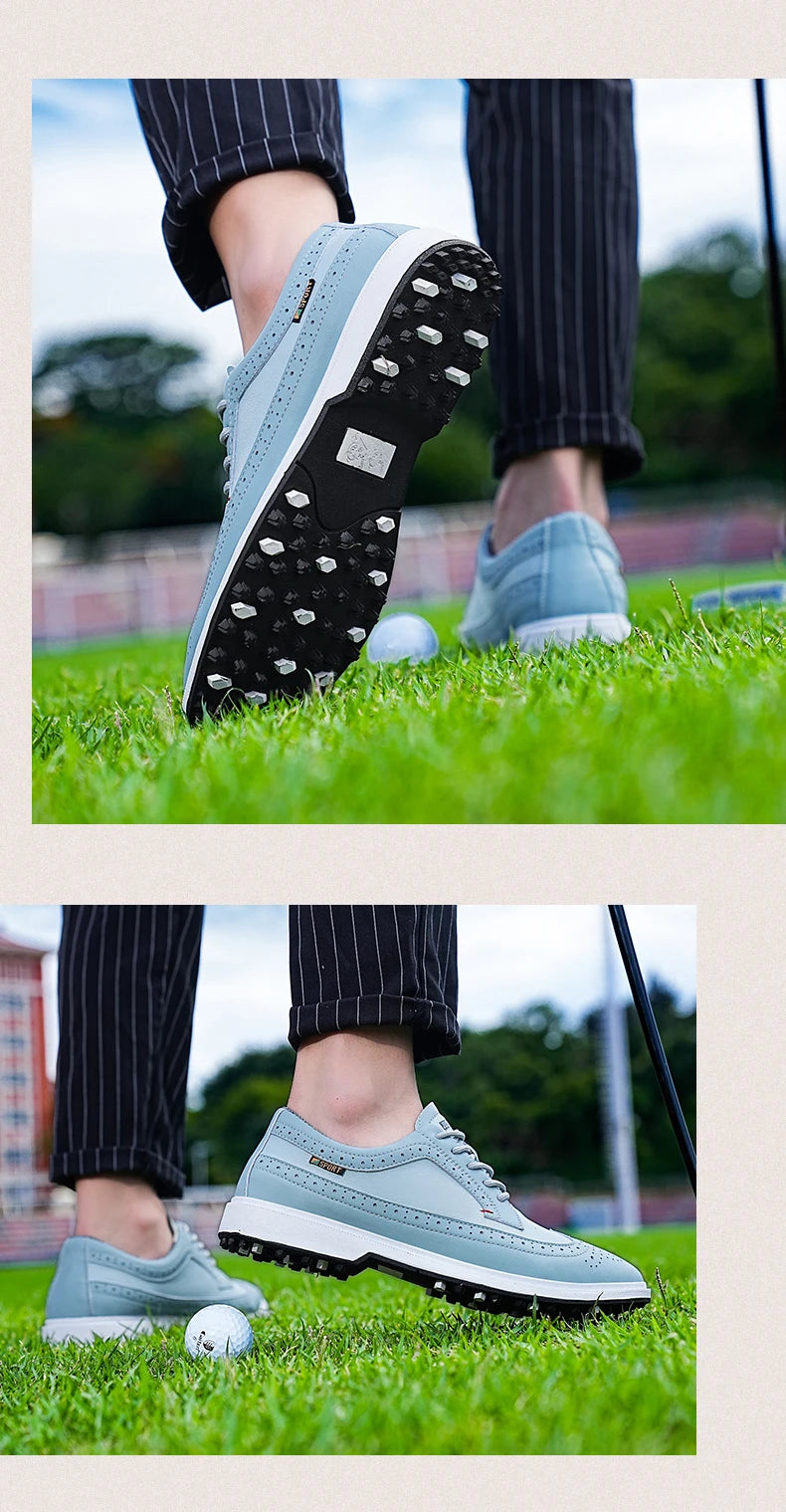 Scarpe da golf professionali da uomo in pelle di alta qualità, traspiranti, scarpe sportive per competizioni e allenamenti di golf, taglie forti 39-47#