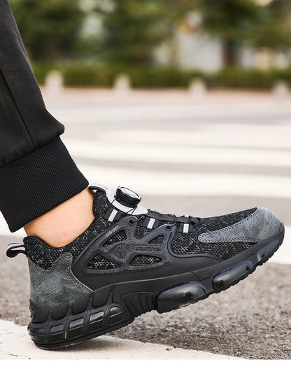 Size 47 48 Work Safety Shoes Men Reflective Design Steel Toe Shoes Rotation Button Work Sneakers Protective Safety Boots
