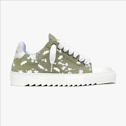 Chaussures de skate décontractées et respirantes pour hommes, semelle épaisse, baskets de sport polyvalentes, en toile grise denim imprimée, style spray, chaussures en toile