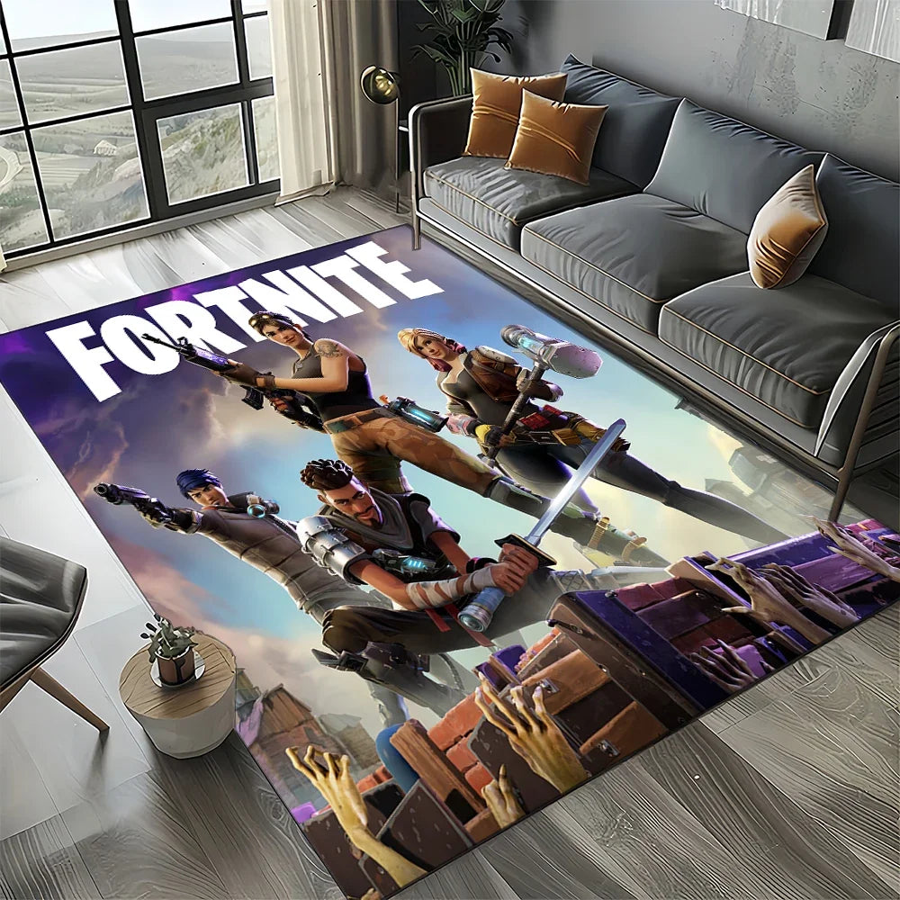 2025 Games 3D F-Fortnite анимационен килим за хол, спалня и декорация до дивана у дома, детски килим за игра, неплъзгаща се постелка за под