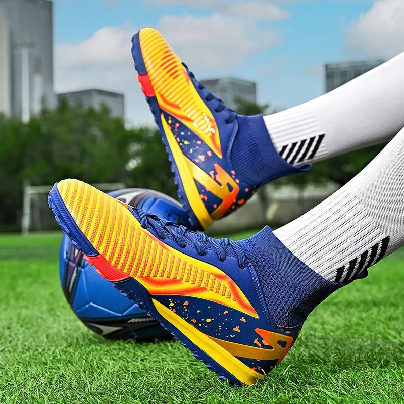 Chaussures de football pour hommes, chaussures de sport, chaussures de futsal à tige haute, chaussures de football de haute qualité pour l'intérieur, antidérapantes, pour l'entraînement en extérieur, crampons ultra-lég