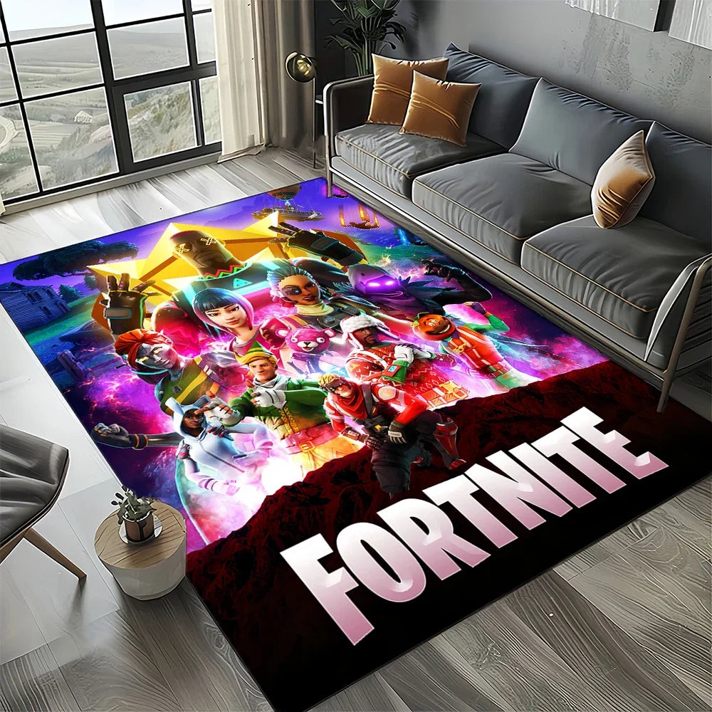 2025 Games 3D F-Fortnite анимационен килим за хол, спалня и декорация до дивана у дома, детски килим за игра, неплъзгаща се постелка за под