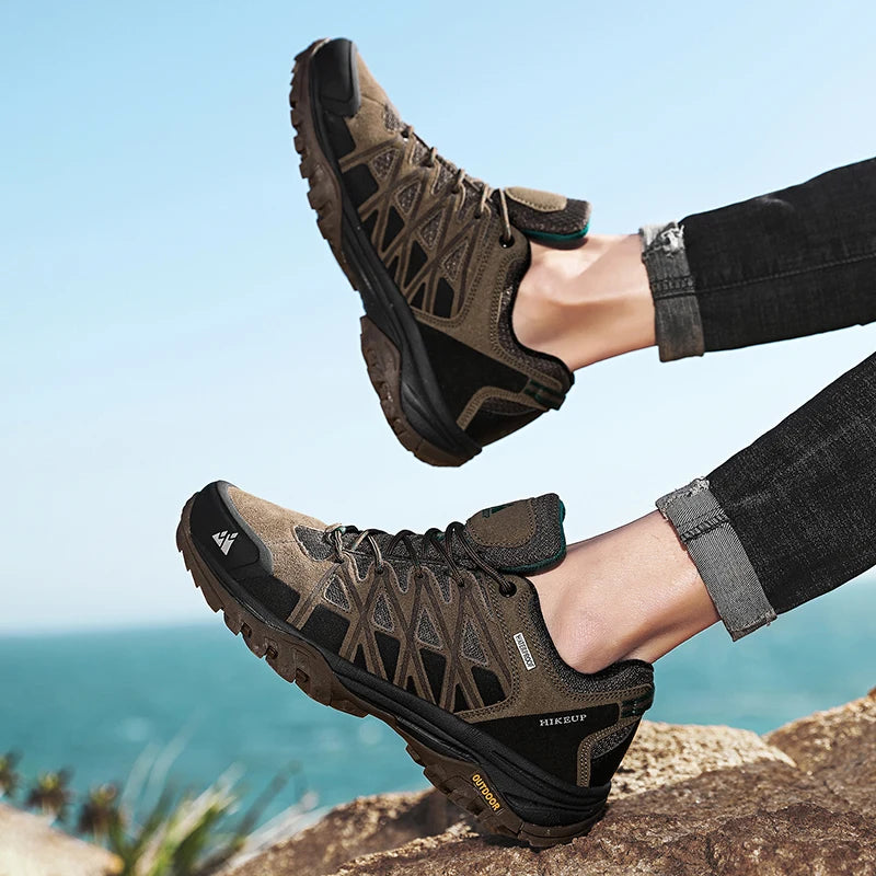 HIKEUP Zapatillas de exterior de moda para hombre, calzado deportivo casual de senderismo, botas de trekking de montaña y camping, antideslizantes y resistentes al desgaste