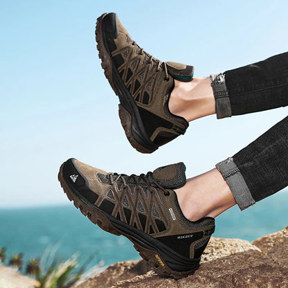 HIKEUP Zapatillas de exterior de moda para hombre, calzado deportivo casual de senderismo, botas de trekking de montaña y camping, antideslizantes y resistentes al desgaste