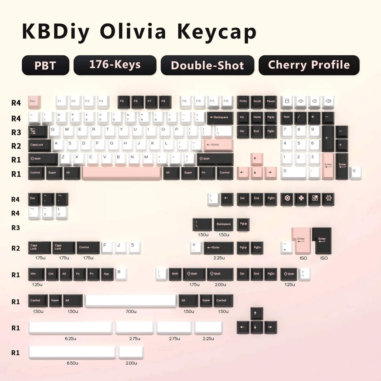 KBDiy GMK Illusion Set di tasti profilo Cherry Double Shot PBT ISO per tastiera meccanica gamer Kit Gaming stile rétro