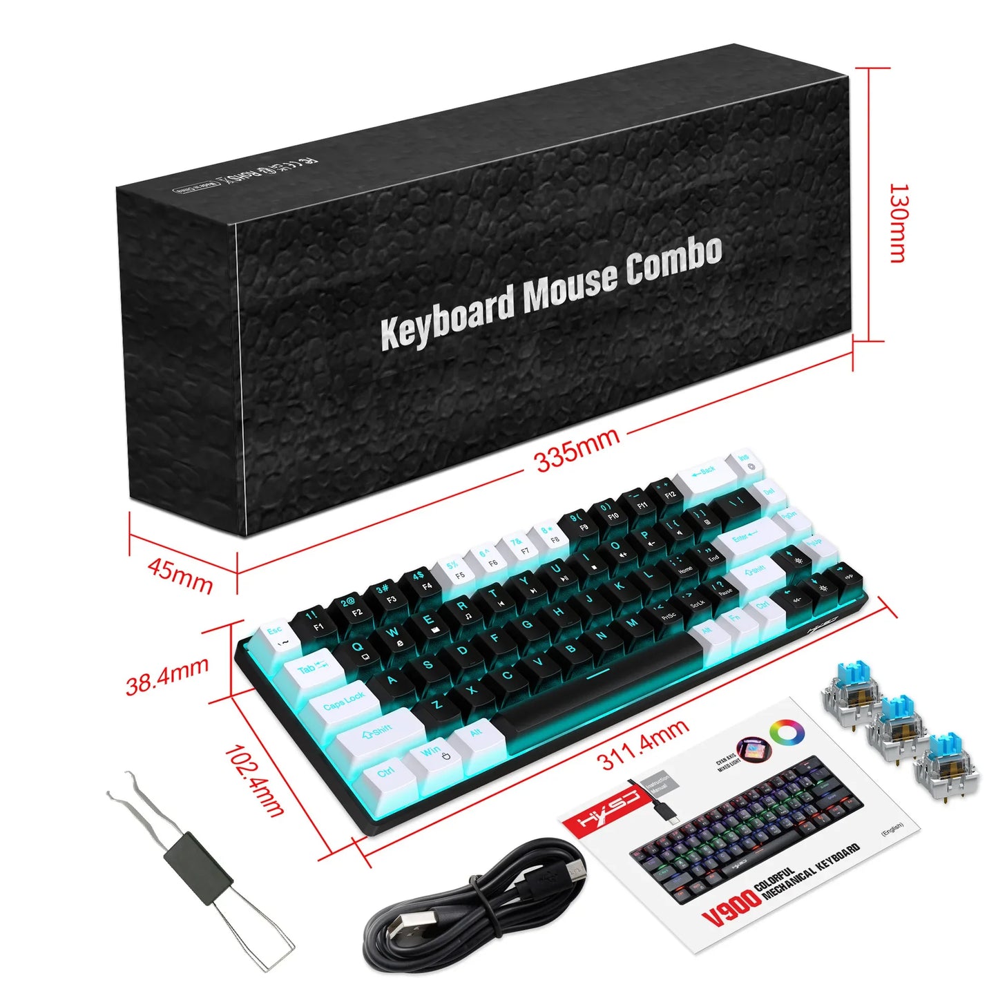 Mechanical keyboard gaming 60% USB white keys Keyboards gamer mini Ergonomic Computer keyboard Backlit Music keyboard pc