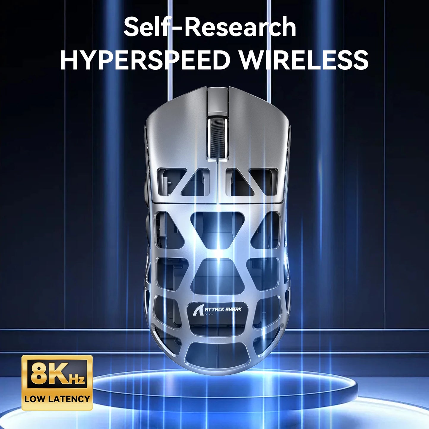 Mysz gamingowa ATTACK SHARK R3 ze stopu magnezu, konstrukcja honeycomb, ultralekka, 8K Hz, sensor PAW3395, 26000 DPI, ergonomiczna obudowa