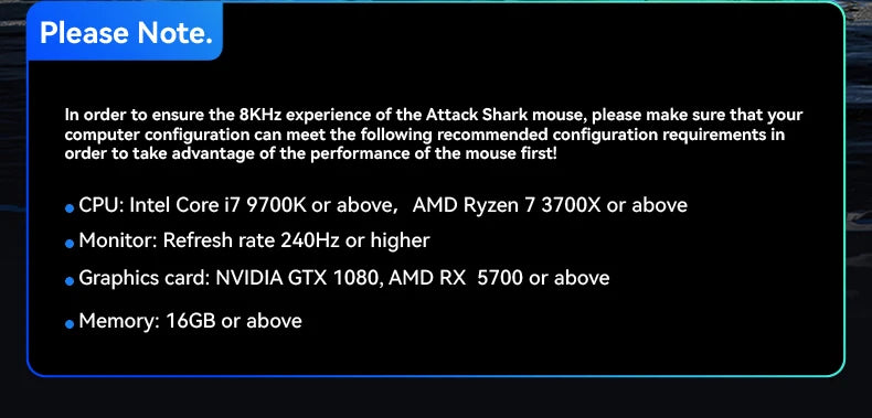 ATTACK SHARK R6 PAW3950MAX bežični gaming miš, 8Khz frekvencija ispitivanja, ultralagani 39g, Nordic 52840 MCU, Omron optički mikroprekidači
