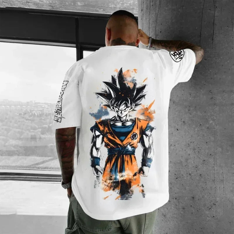 Pánske tričko s potlačou z japonského anime Dragon Ball, Majin Buu, chlapčenské, detské, Harajuku, s krátkym rukávom, detské tričko Goku, letné oblečenie