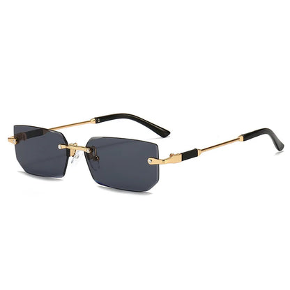 Fashion Rimless Rectangle Sunglasses Popular Women Men Shades Small Square Sun Glasses For Female Male Summer Traveling