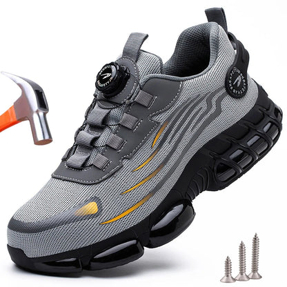 Chaussures de sécurité pour hommes et femmes, baskets de travail protectrices, bottes de sécurité verdes, chaussures Parker en acier à coussin d'air, perforation, taille 47, 48