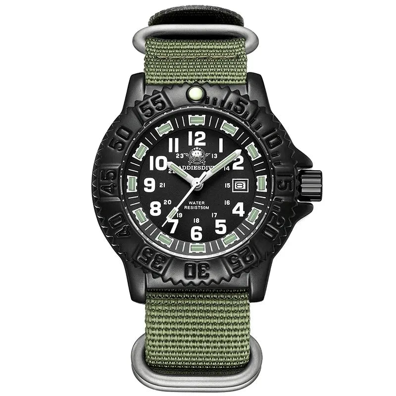 ADDIESDIVE Men’s Luxury Military Sport Quartz Watch  Luminous Dial, Rotating Bezel, Nylon Strap & 50M Water Resistant