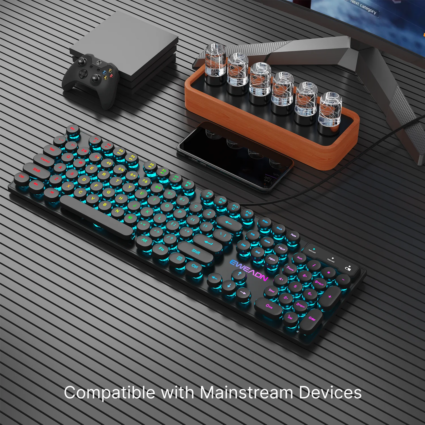 EWEADN GX330 Gaming Keyboard Wired, LED Backlit, Office silent keyboard full size, Ergonomic , Gaming, office, Windows/Laptop/PC