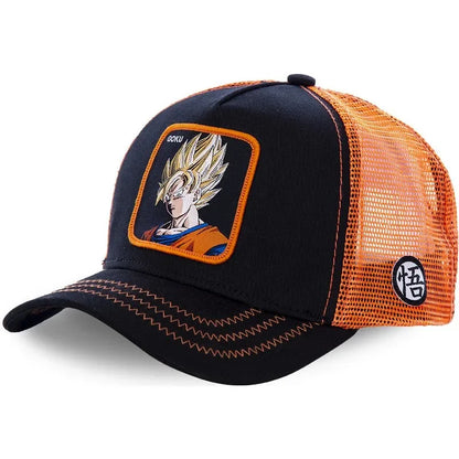 Dragon Ball Buu Goku Cap Summer Travel Peaked Cap Men's Embroidery Hip-Hop Cap Style Sun Visor Adjustable Trucker Mesh Cap