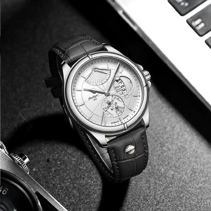 POEDAGAR men’s quartz wristwatch – Business style, luxury, water-resistant, luminous, with date display and leather strap – Elegant men’s watch