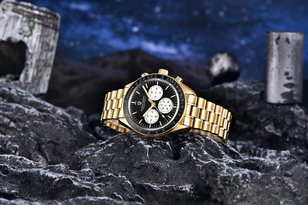 2026 New PAGANI DESIGN Golden Moon Mens Watches Luxury Quartz Watch Men Speed Sports Chronograph Man AR Sapphire Waterproof Gift