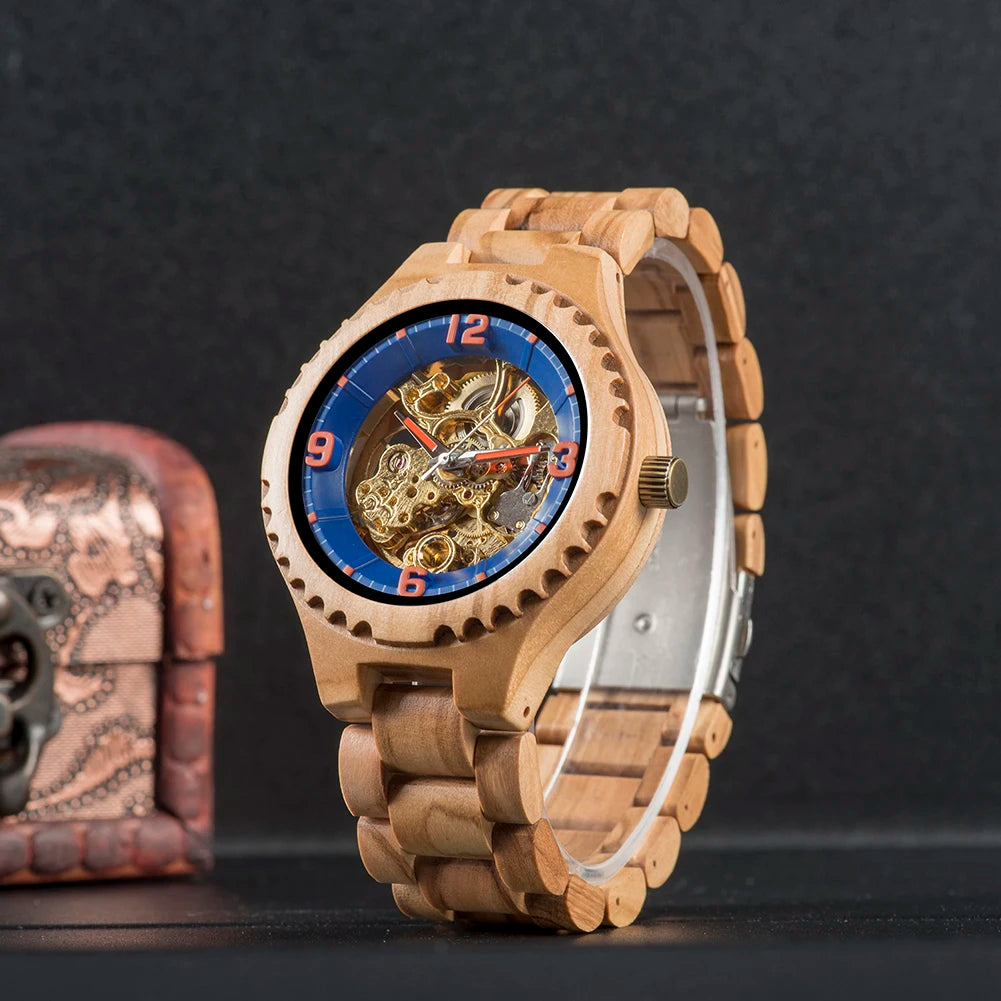 BOBO BIRD Wood Mechanical Watch Men Relogio Masculino Big Mens Watches Top Brand Luxury Timepieces erkek kol saati Dropshipping