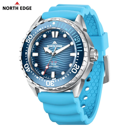 2025 New  NORTH EDGE TRITON Solar Powered Dive Watch Men Luxury Quartz Watches For Men 316L Stainless Steel Case Waterproof 300M