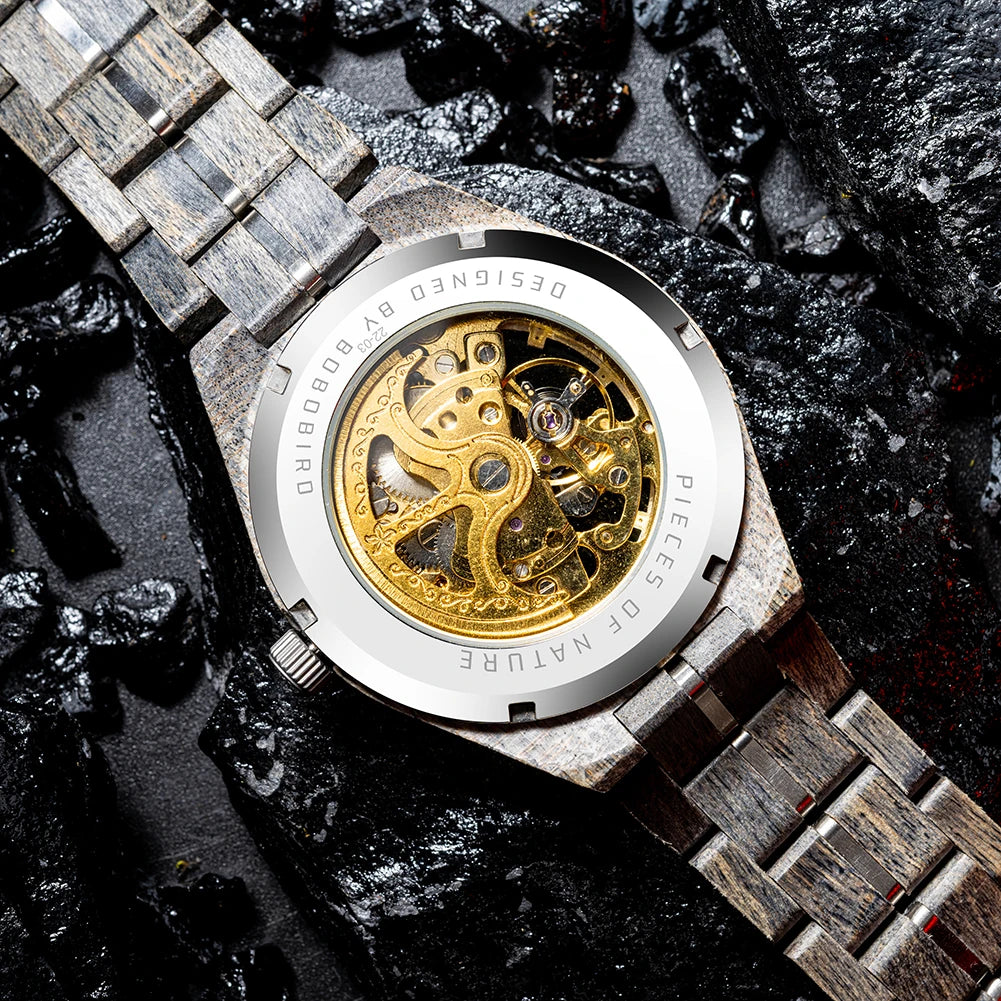 BOBO BIRD Wood Mechanical Watch Men Relogio Masculino Big Mens Watches Top Brand Luxury Timepieces erkek kol saati Dropshipping