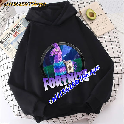 Детски суитшърт с качулка FORTNITED с дълъг ръкав за момичета и момчета, streetwear стил, аниме мода, горнище за деца и бебета, подарък