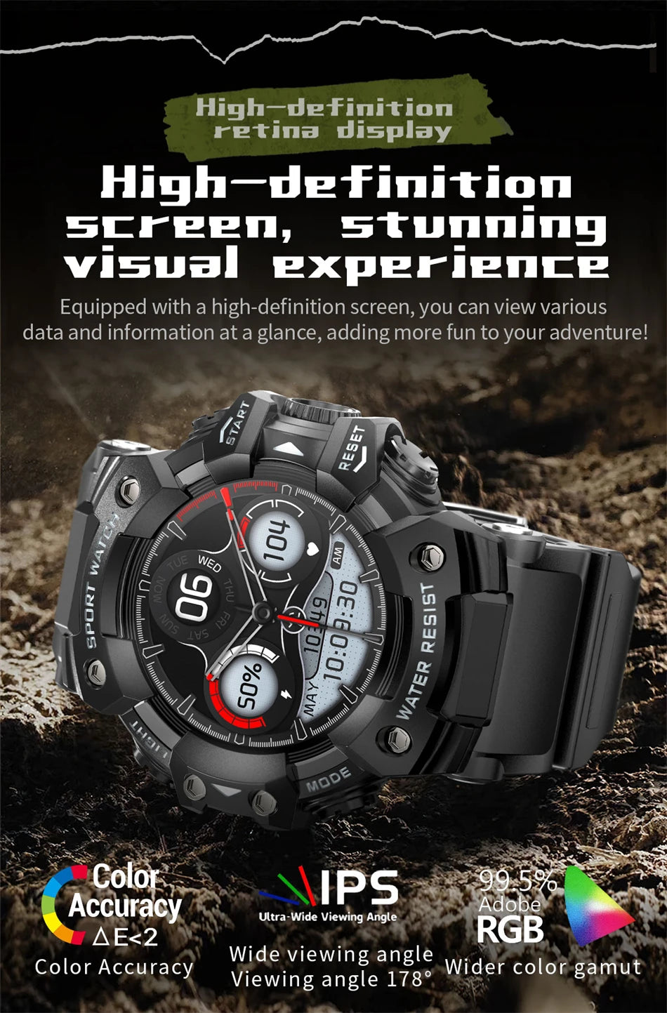 New Military Sports Smart Watch Men 100+ Sports Outdoor Fitness Compass Heart rate BT Call Waterproof Smartwatch For iOS Android