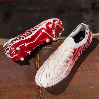 Chaussures de football AG FG pour hommes, semelles amortissantes en PU, crampons antidérapants pour adultes, pour entraînements de football de haute intensité sur pelouse extérieure.