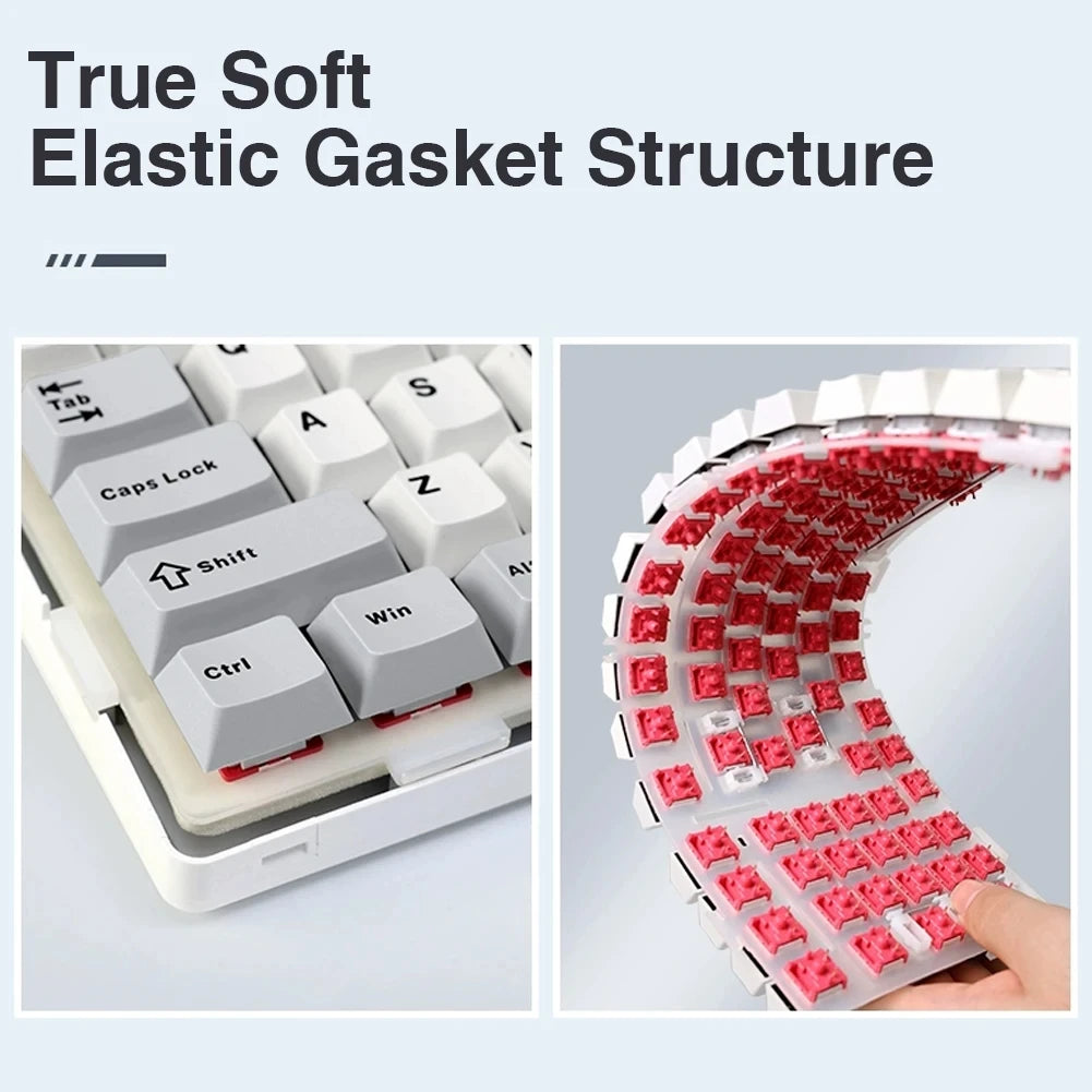 Teclado mecánico gaming Aula F99 de 99 teclas, tres modos: 2.4g inalámbrico, Bluetooth y cableado, hot swap, PBT, gasket y RGB para juegos y escritura