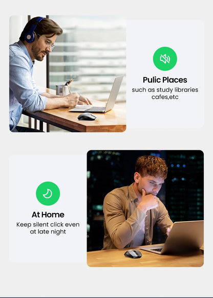 UGREEN Mouse Wireless Ergonomic Mouse 4000 DPI Silent 6 Buttons For MacBook Tablet Laptop Mute Mice Quiet 2.4G Mouse