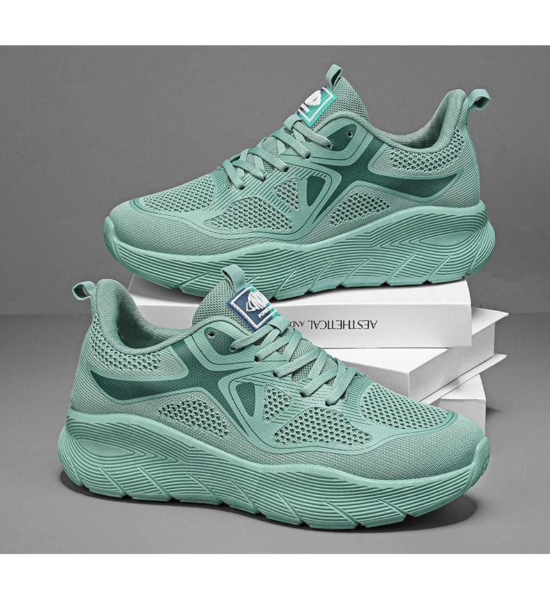 Fashion Platform Men's Running Shoes Trendy Casual Knit Breathable Orange Sneakers Men Outdoor Sports Non-Slip Jogging Shoes Men