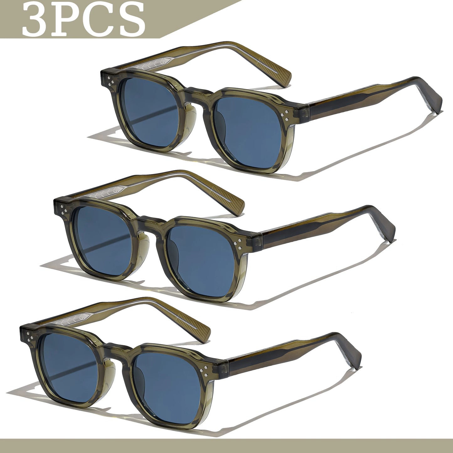 1/2/3 Pcs Wholesale New Square Retro Sunglasses Men Fashion Punk Sun Glasses Women Travel Eyewear Lunette De Soleil Femme UV400