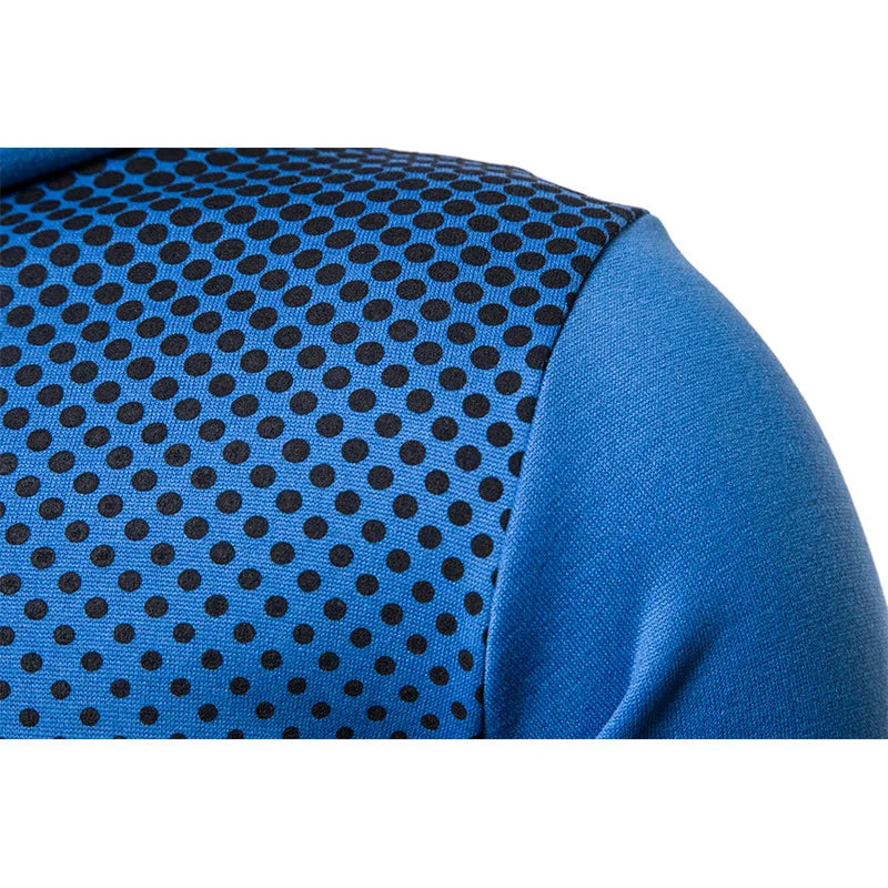 Men's Zip Up Hoodie Pocket Polka Pot Print Hooded Sweatshirt Sport Outdoor Casual Slim Fit Men Spring AutumnZipper Hoodie
