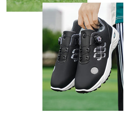 Professional Golf Shoes with Rotary Lock Buckle, Breathable, Shock-Absorbing, Non-Slip, Comfortable Support for Golf Course Swing Movements, Men's Casual Sports Shoes