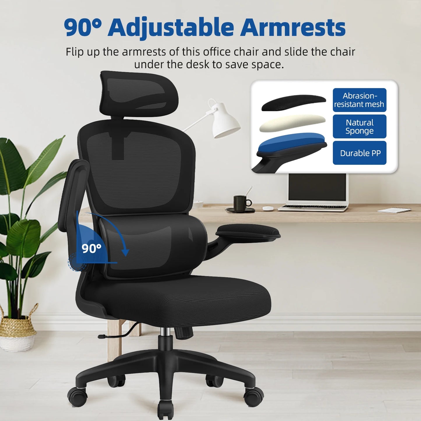 Daccormax office chair ergonomic,Desk chair,150kg capacity, adjustable headrest and armrests, Computer chair with lumbar support