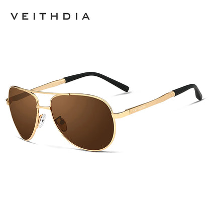 VEITHDIA Men's Polarized UV400 Sunglasses Vintage Designer Goggle Classic Fashion Outdoor Driving Sun Glasses For Male VT1306