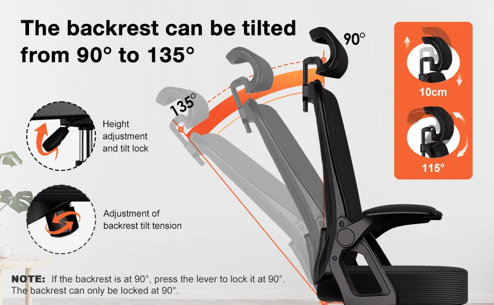 Office Chair Ergonomic Reclining 90°-135°,Desk chair with Lumbar Support,Computer chair Adjustable Headrest,living room chairs
