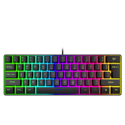 Tastiera da gaming, tastiera ultra-compatta a 61 tasti con retroilluminazione RGB russo/inglese, tastiera da ufficio impermeabile con sensazione meccanica per il gaming