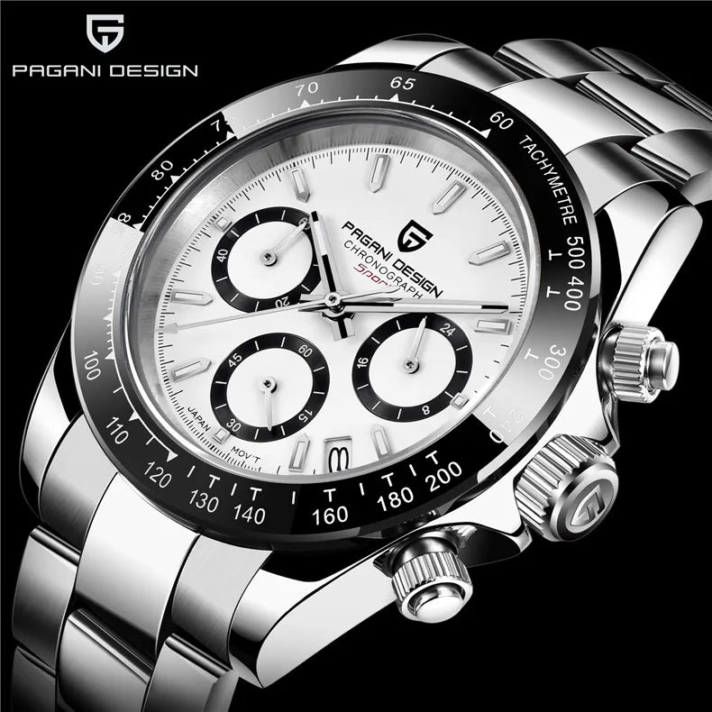 Montre-bracelet pour homme PAGANI DESIGN – Chronographe de luxe, mouvement à quartz MIYOTA VK63, verre saphir, étanche, style sportif