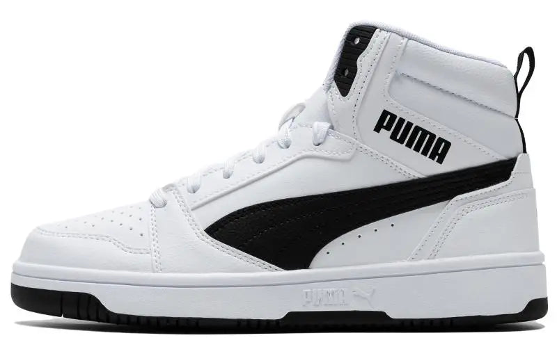Puma Rebound V6, baskets confortables, polyvalentes, durables et légères, mi-hautes, noires et blanches, 392326-02