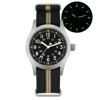 Militado ML05 Vintage Watch VH31 Sweep Second Movement Domed Sapphire Crystal With High Clear AR Coating Luminous 38mm Watches